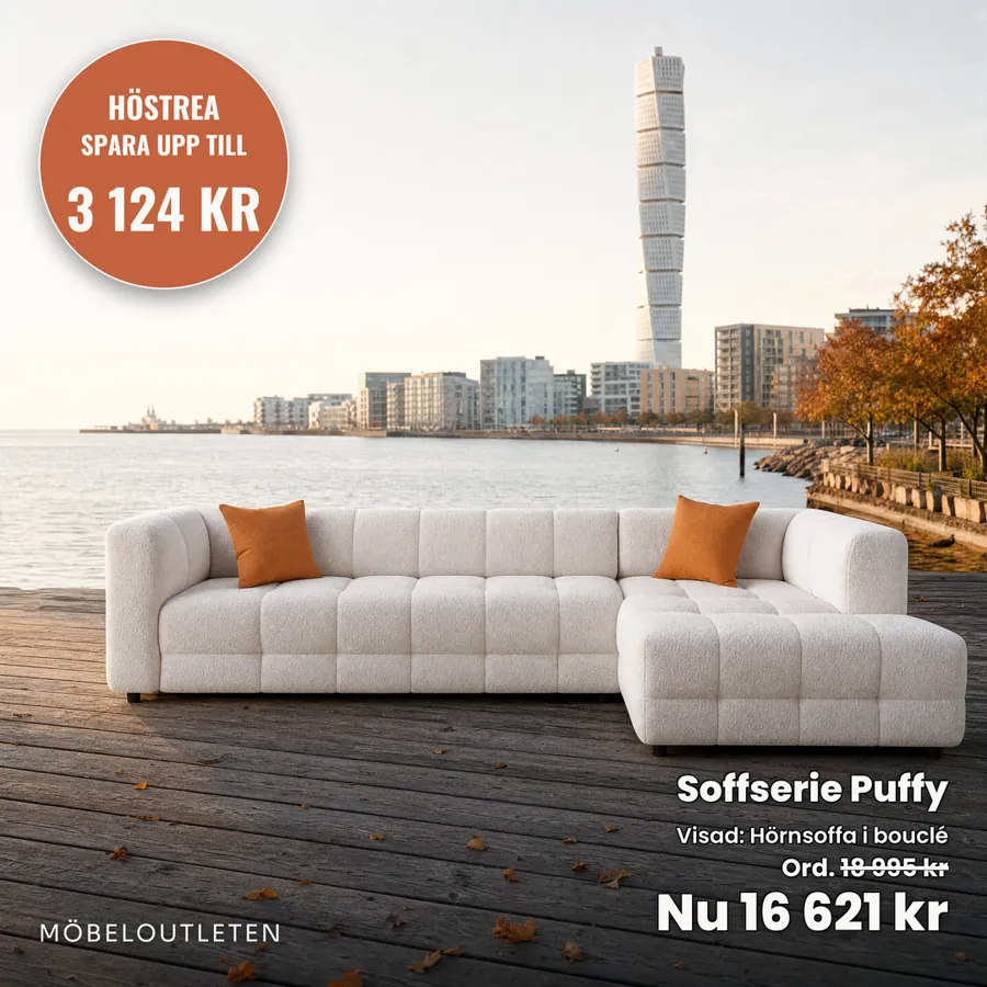 Soffserie Puffy vid Turning Torso i Malmö, Höstrea